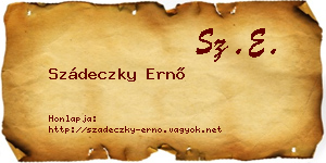 Szádeczky Ernő névjegykártya